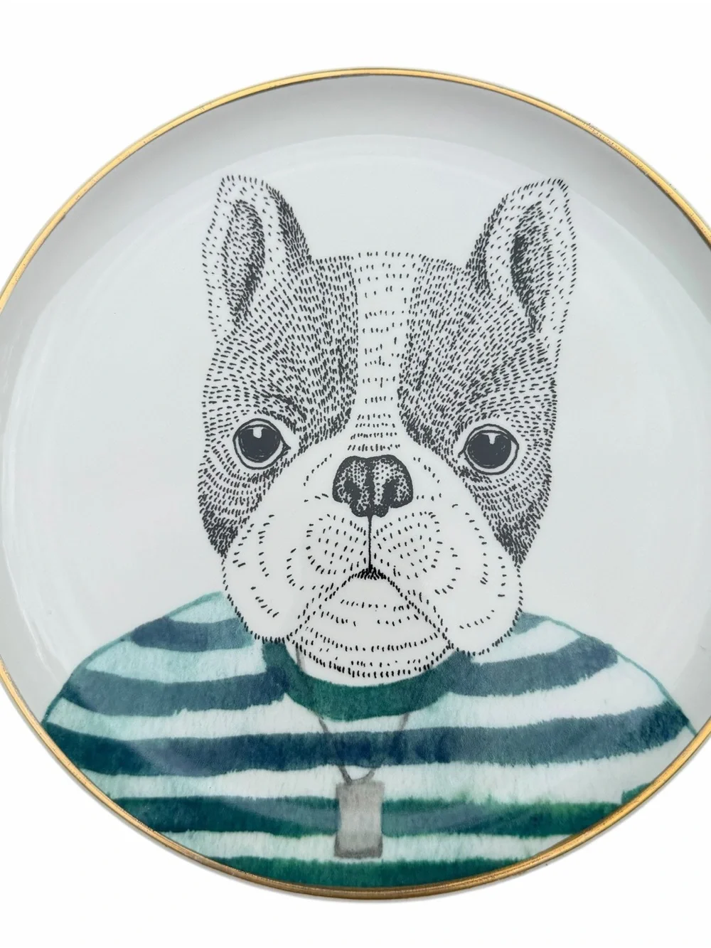 Pier 1 Imports Animal Portrait Plates Set of 3 Dog Owl Giraffe Gold Rim 8”